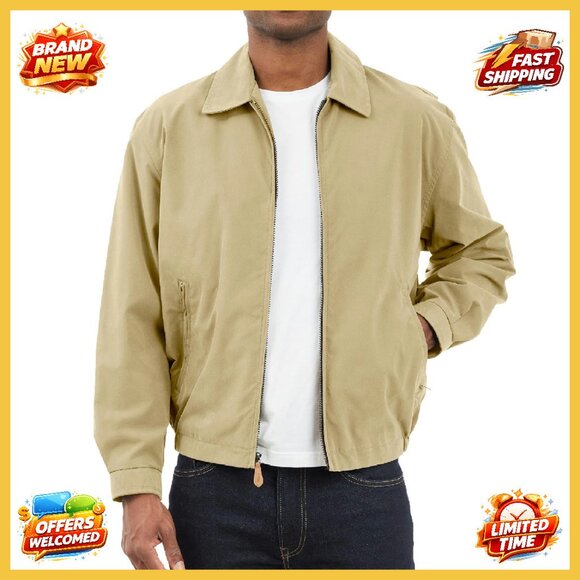 Men's Zip-Front Golf Jacket Classic Preppy Lightweight Wind Resistant